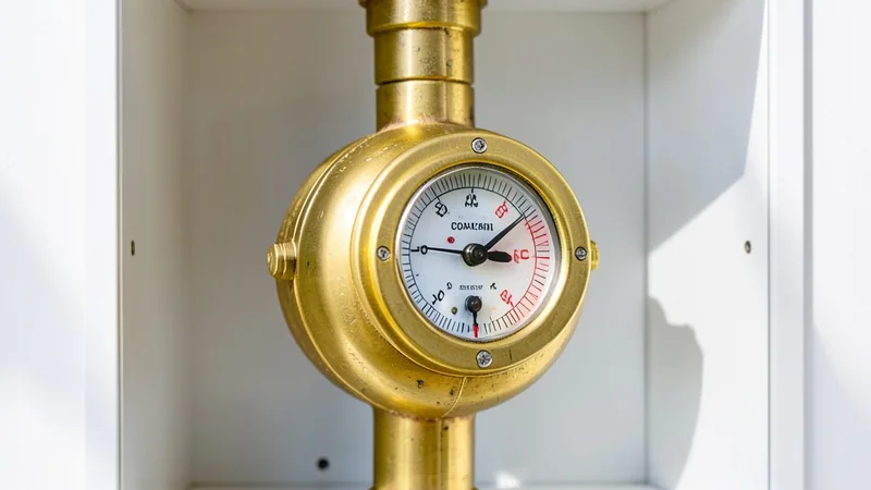 Contador analógico de agua con esfera giratoria marcando consumo en nicho exterior
